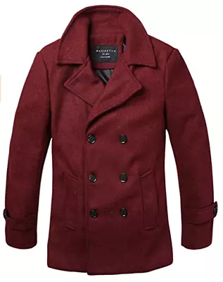 Buy Final Clearance Sale Midi Length Double Breasted Wool Trench Coat In Black Red • 6.99£