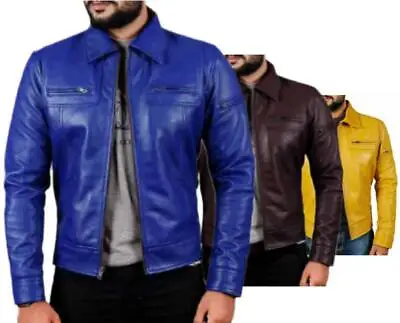 Buy Leather Motorbike Jacket Mens Casual Formal Biker Motorcycle Stylish New Jacket • 26.99£
