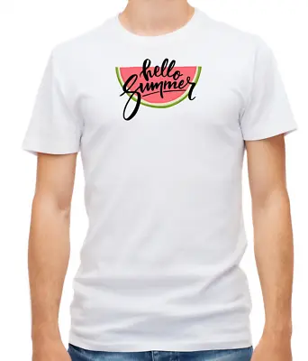 Buy Summer Watermelon Design Good Vibes Short Sleeve  White T Shirt Men F431 • 9.51£