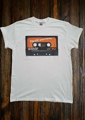 Buy T-Shirt BASF  Cassettes Retro Vintage  Party White Unisex Heavy Cotton Tee UK • 9.99£