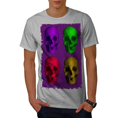 Buy Wellcoda Skeleton Skull Colorful Mens T-shirt, War Graphic Design Printed Tee • 14.99£