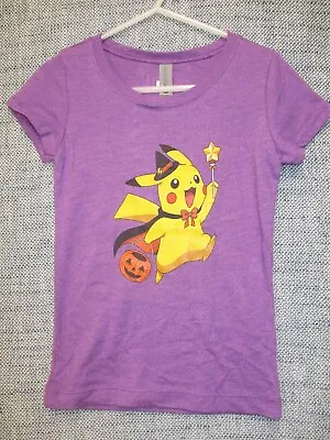 Buy Pokemon Shirt Kids XS Purple Pikachu Pumpkin Jack O Lantern Crew Neck Halloween • 6.25£