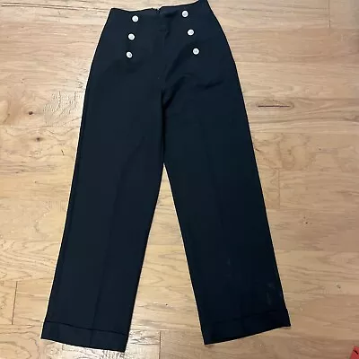 Buy Banned Retro Pants 40s 50s Black Nautical Lindy Bop Stay Awhile T 28”x31”length • 24.33£