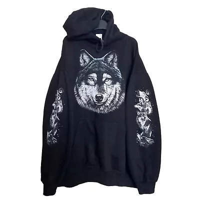 Buy Vintage Wolf Animal Graphic Double Sided Hoodie XXL • 27.99£