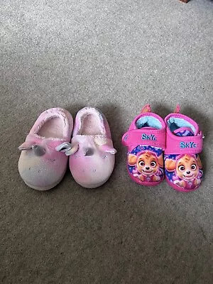 Buy Girls Infant Size 7 Slippers - 1 X Skye (Paw Patrol) 1 X Unicorn • 1.25£