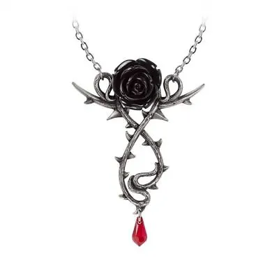 Buy Alchemy Gothic Carpathian Rose Pewter Pendant Necklace - Ladies Jewellery • 32.99£