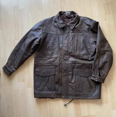 Buy Vintage Premier Man Heavy Brown Leather Jacket Size XL Never Worn Stored Only • 65£