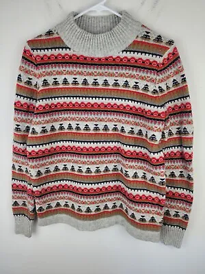 Buy Christmas Sweater Pullover Womens M Gray Red Wool Blend Soft Cozy Casual J Crew • 28.90£