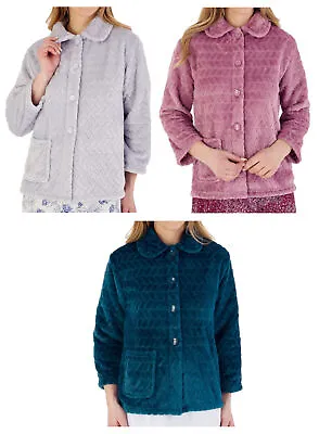 Buy Bed Jacket Chevron Fleece Slenderella Womens Traditional Button Up House Coat • 23.75£