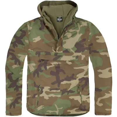 Buy Brandit Army Combat Windbreaker Hooded Mens Jacket Fishing Anorak Woodland Camo • 57.95£