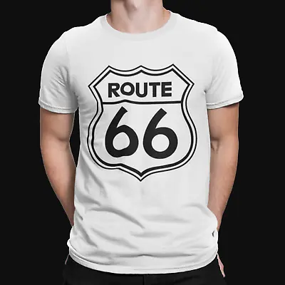 Buy Route 66 Sign T-Shirt - Retro - Cool - American - USA - Classic - Casual • 7.19£