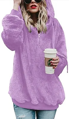 Buy Oversize Furry Hoodie. Purple Size XL • 19.99£