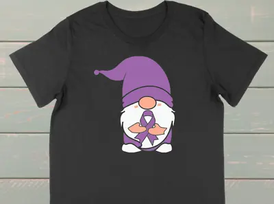 Buy Purple Ribbon Awareness Gnome T Shirt Pancreatic Alzheimer's Chrons Fibro Top • 9.99£