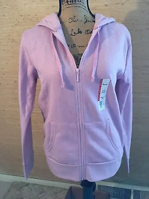 Buy Women's Time And Tru Long Sleeve Relaxed Fit Soft Pink Zip Front Hoodie Size S • 29.29£