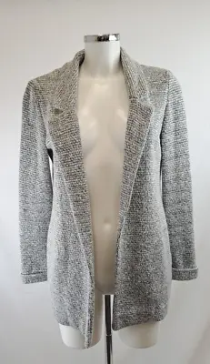 Buy Mercer & Madison Blue White Cotton Blend Knit Open Blazer Jacket Size 10 UK • 9.99£