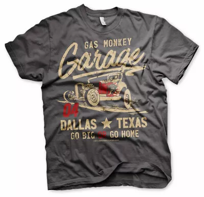 Buy Official Gas Monkey Garage Go Big Or Go Home Dark Grey T-Shirt • 10.95£