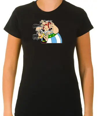 Buy Asterix & Obelix Funny Characters  3/4 Short Sleeve T Shirt Woman F165 • 9.51£