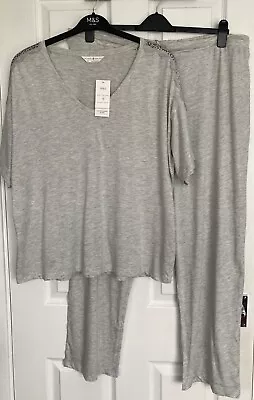 Buy NEW M&S Light Grey Cool Comfort Cotton Rich Pyjamas Set Size XL • 15£