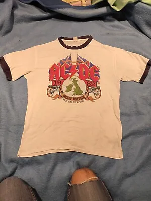 Buy AC/DC 1982 UK Tour T Shirt - VINTAGE - RARE - Great Britain We Salute You • 175£