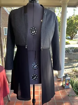 Buy ZELDA  Designer Black And Gray Long Waistcoat Jacket XL Sheer Bottom • 39.57£