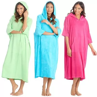 Buy Hooded Towelling Poncho Terry Towel Drying Long Beach Hoodie Cover Up Kaftan • 17.99£