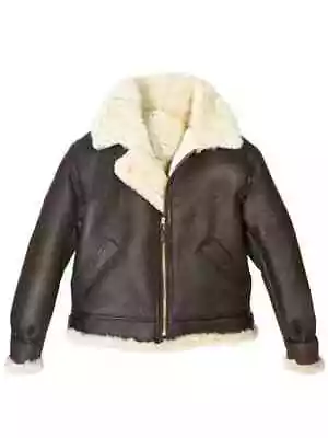 Buy Women’s B3 RAF Bomber Aviator Brown Faux Fur Shearling Real Leather Jacket Coat • 129.99£
