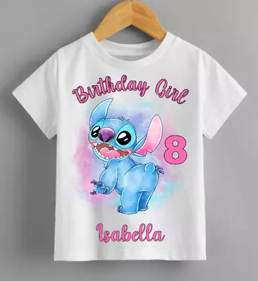 Buy PERSONALISED Stitch (Lilo & Stitch) Birthday T Shirt Kids Girls Fun Tee T-Shirt • 12.99£
