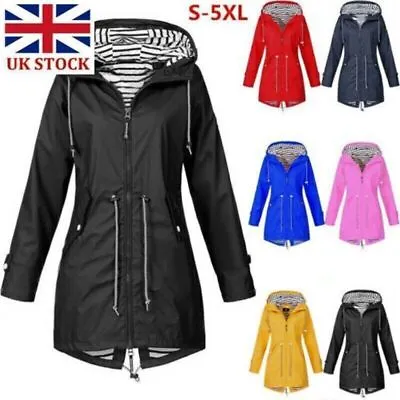 Buy Plus Size Womens Waterproof Raincoat Ladies Outdoor Wind Rain Forest Jacket Coat • 12.99£