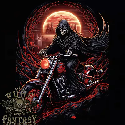 Buy Skull Biker Motorcycle Motorbike Grim Reaper 6 Mens T-Shirt 100% Cotton • 10.75£