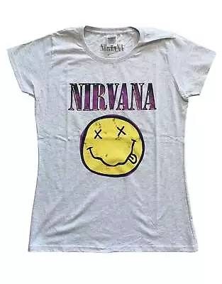 Buy Nirvana Pink Grunge Smile Skinny Fit T Shirt • 14.93£