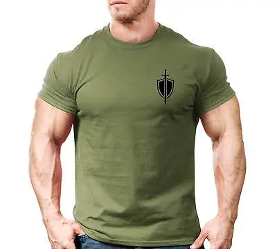 Buy Sword & Shield Gym T Shirt Mens Gym Clothing Workout Training Bodybuilding Top • 8.99£