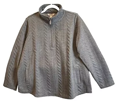 Buy Coldwater Creek 1X Quilted Heather Grey Quarter Zip Pullover Jacket Pockets NEW • 25.51£