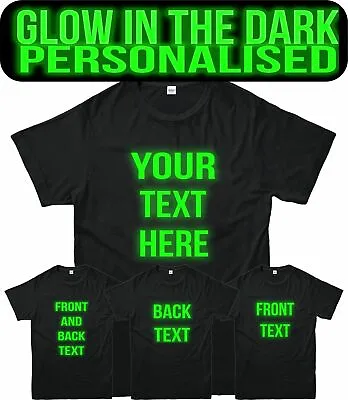 Buy Personalised Glow In The Dark T-shirt, Add Your Custom Text Or Your Name Tee Top • 9.99£