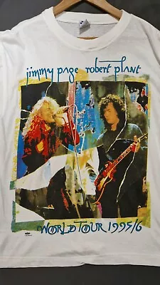 Buy Jimmy Page And Robert Plant World Tour 95/96 T-shirt, Signed By Robert Plant. • 20£