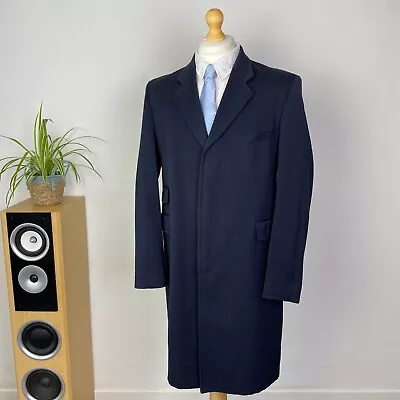 Buy HARVIE & HUDSON St. James Covert Overcoat Navy Coat Jacket City Overcoat (42R) • 125£