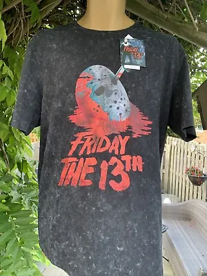 Buy Friday The 13th Jason Voorhees Hockey Mask T Shirt Size L Black Short Sleeve New • 12.99£