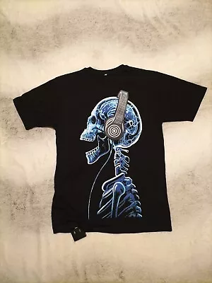 Buy Mens/Teenagers Skeleton T-shirt With Light Up Headphones Design • 8£