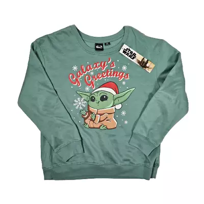 Buy Star Wars Mandalorian Baby Yoda Christmas Sweatshirt Galaxy's Greetings Medium • 22.53£