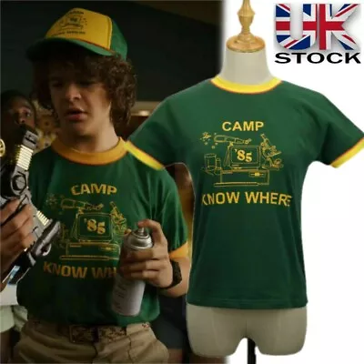 Buy Adults StrangerThings Dustin Kids T-shirts + Hat Camp Know Where Tops Shirt Tee • 13.99£