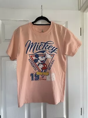 Buy Vintage Disney Parks Mickey Mouse T-Shirt 100% Cotton Coral Orange Men’s Size M • 10£