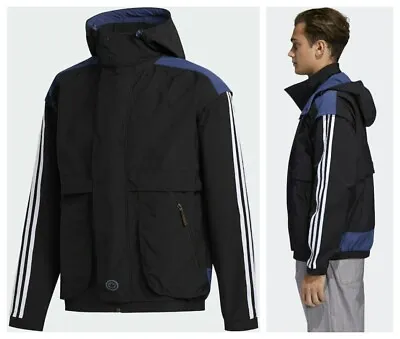 Buy Adidas Blackrock Hooded Jacket Full Zip Rain Coat Top Men's Size Small Black NEW • 29.50£