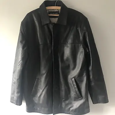 Buy Armando Leather Jacket Black Medium Biker Grunge Collar Button Up Coat Gothic • 9.99£