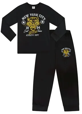 Buy Cool  New York City Athletic Tiger College NYC Long Pyjamas Cotton  PJs Gold • 10.99£