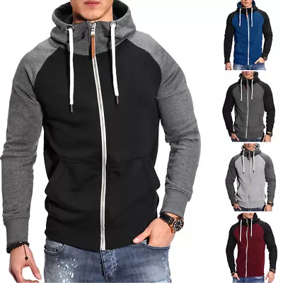 Buy Men Sweatshirt Comfort Hooded Jacket Casual Coat Work Zip Up Jumper Hoodie • 12.34£