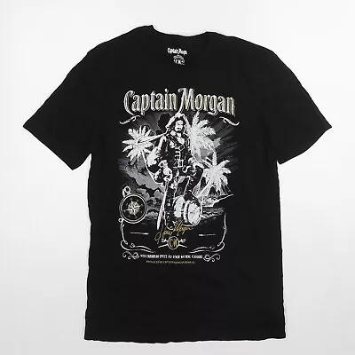 Buy Captain Morgan Mens Black Cotton T-Shirt Size S Round Neck • 6£