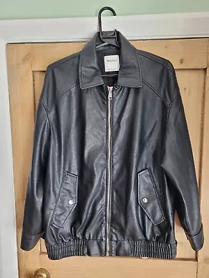 Buy Bershka, Mens Black Faux Leather Smart Casual Full Zipped Jacket,medium • 13.99£