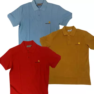 Buy New Ex Carhartt WIP Mens Polo T-Shirt Short Sleeve American Script RRP £45 • 12£