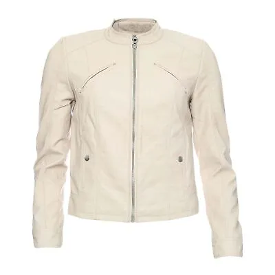 Buy Women's Jacket Vero Moda Favodona Faux Leather Full Zip Jacket In Cream • 34.99£