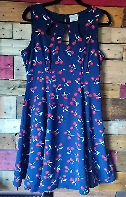 Buy BANNED APPAREL Dancing Days Vintage Retro Cherry Blue Sleeveless Dress M 12  • 9.99£