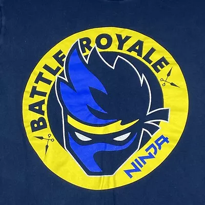Buy Boy's Ninja Battle Royale Graphic Print Crew Neck Cotton Dark Blue T-Shirt Small • 5.53£